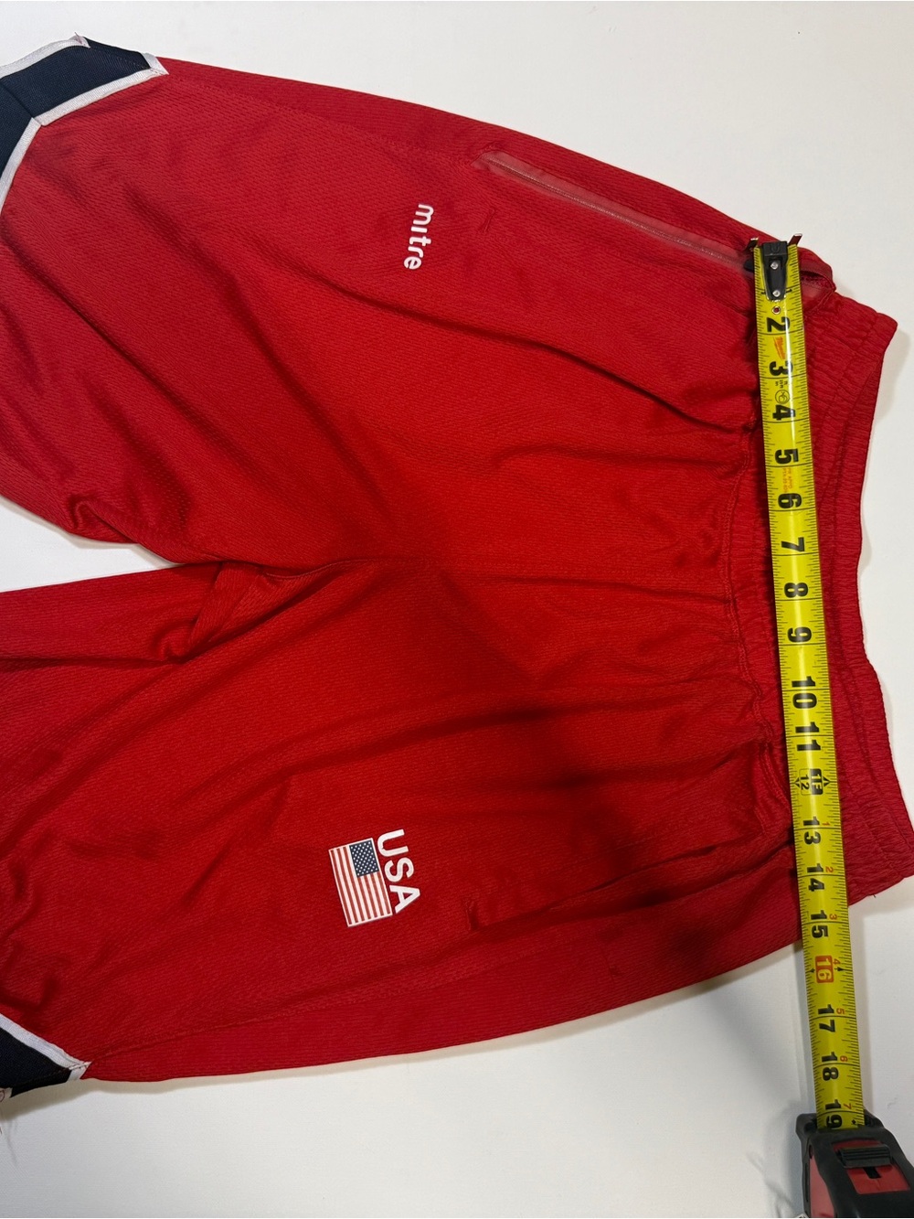 Mitre USA Red Men's Athletic Shorts with Flag Detail - Picture 4 of 9